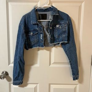 Distressed Crop Jean Jacket